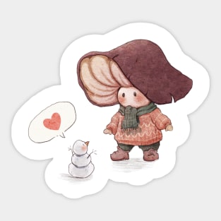 Mushroom Winter Walk Sticker